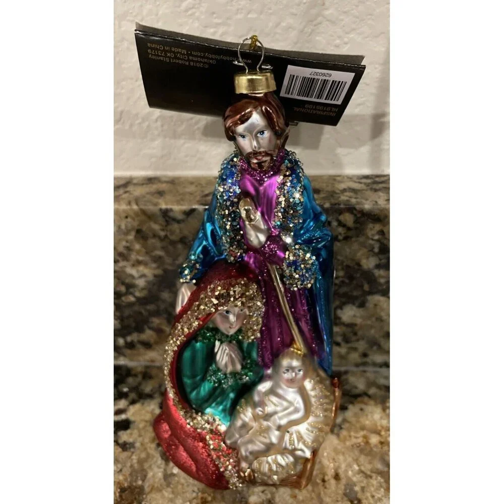 Robert Stanley Christmas Ornament‎ Glass Nativity Joseph Mary Infant Jesus NEW